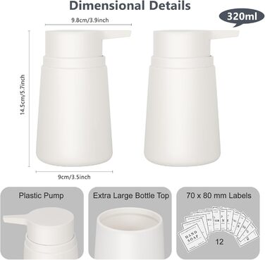 Дозатор мила з пластику, 2 шт. - дозатор мила з помпою для ванної, кухні, мийної кімнати (білий)
