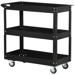 DURHAND 3-Tier Tool Cart with 4 Wheels, Steel, 33