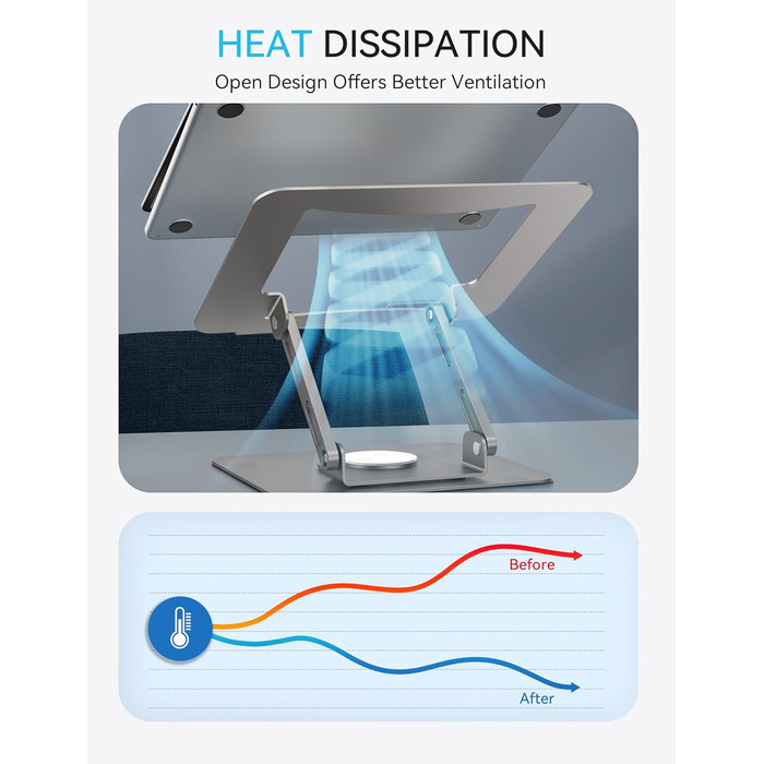 Підставка для ноутбука Soundance: регульована висота, 360° обертання, чорна, 10-15,6 дюймів