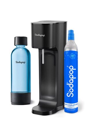 Sodapop Wassersprudler Logan Чорний Матовий - Газоварка для води з 2 скляними (850 мл, 600 мл) та 1 PET пляшкою (850 мл), 42.6 см