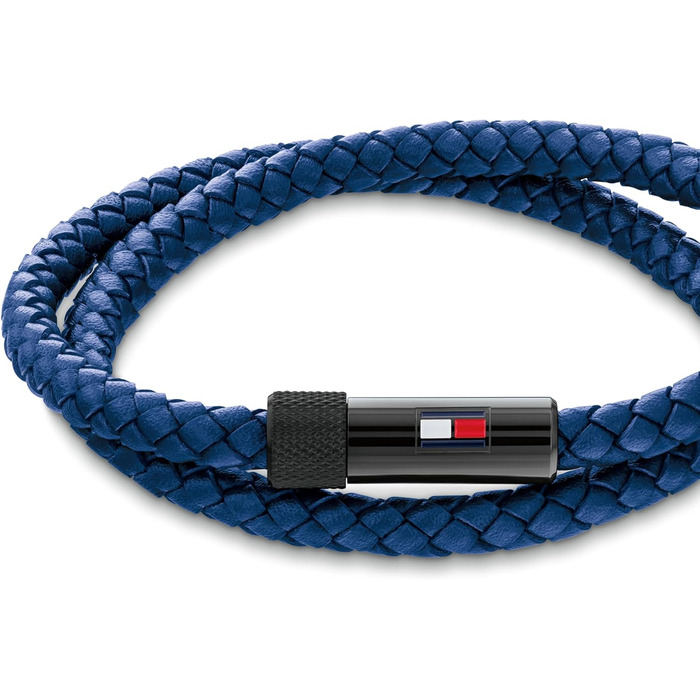 Чоловічий шкіряний браслет Tommy Hilfiger з магнітною застібкою (Синій)