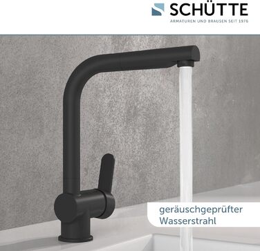 Кухонний змішувач SCHÜTTE LONDON з висувною лійкою, поворотний на 360°, з однорідним змішувачем, чорний, 29,8 см (для високого тиску)