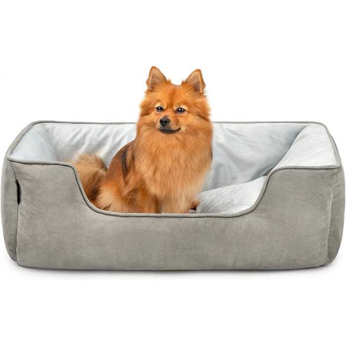 Кіжувалка Lionto для собак 2-в-1 з комфортним входом, м'яке ліжко для домашніх тварин, яке можна перевернути, для собак і котів, 80x60 см, подушка для собак з легкого у догляді штучної замші, сіра L 80 x W 60 x H 26 см Темно-сірий/Світло-сірий