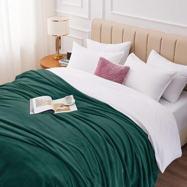 Плед WAVVE: теплий та м'який плед з флісу 150x200 см та 130x150 см (темно-зелений)