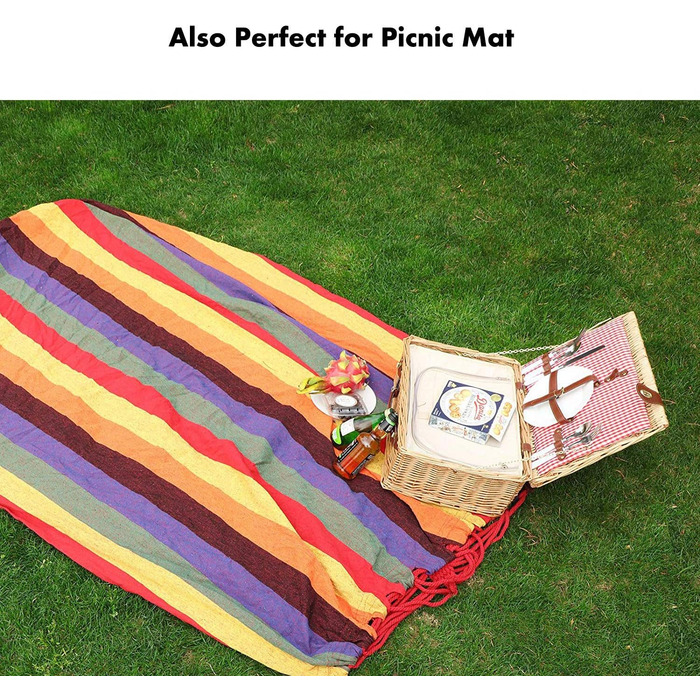 Гамак для відпочинку на відкритому повітрі з бавовни на 1 особу, 190 x 80 см, вантажопідйомність до 150 кг, з сумкою для перенесення. Підходить для саду, тераси, веранди, пляжу та заднього двору.