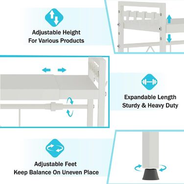 Регульована підставка для мікрохвильової печі, 2-рівнева, розширювана, з вуглецевої сталі, з 8 гачками, для кухні