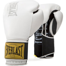 Боксерські рукавички Everlast 1910 Classic з натуральної шкіри, для тренувань з мішком та лапами, на липучці, потрійна амортизація, ергономічне зчеплення – Оригінальні Everlast