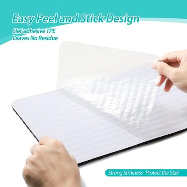 Килимок на сходи ToStair, 76x20 см (15 шт.) Антиковзка підкладка для сходів, захист для дерев'яних ступенів, килимки для дому для дітей, літніх людей та собак, чорний