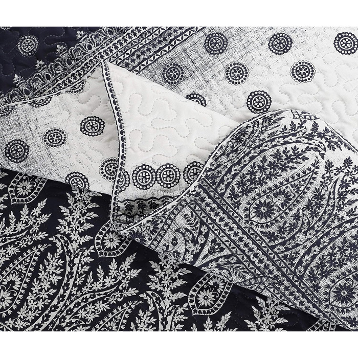 Літній комплект постільної білизни Marina Decoration з покривалом та двома наволочками, візерунок «Квіткові гілки», розмір King