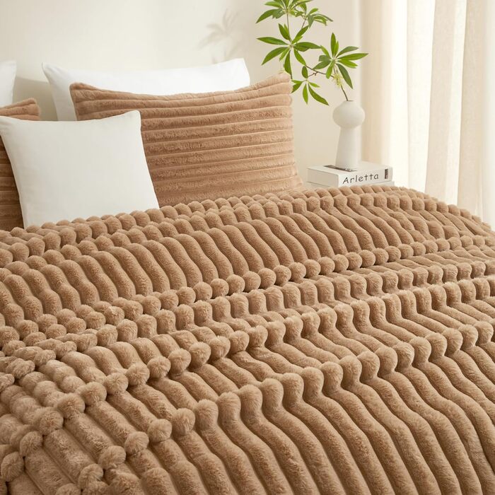 Плед Луофанфей з м'якого плюшу, 180x200 см, салатовий/кремовий, з ефектом 'пухирців', теплий, флісовий, для ліжка, дивану, софи, кімнати, офісу