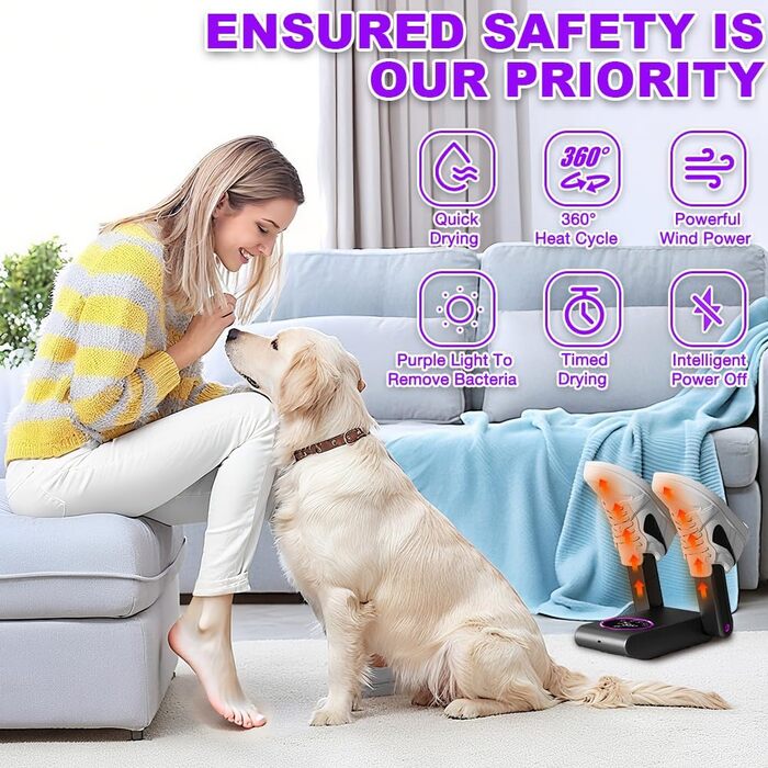 Електричний сушильник для взуття HOVCEH з УФ-стерилізацією та 360° циркуляцією повітря. Підходить для футбольного взуття, черевиків, рукавичок