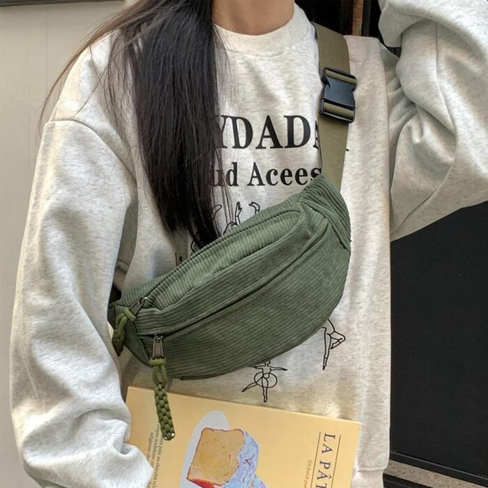 Жіноча поясна сумка з корду, через плече, регульований ремінь, модна, для відпочинку, спорту, зеленого кольору. Чоловіча поясна сумка кросбоді