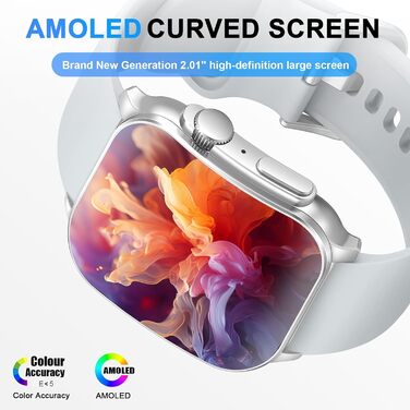 Смарт-годинник для жінок та чоловіків з AMOLED-екраном, Bluetooth-дзвінками, монітором серцевого ритму, лічильником кроків, IP68 водонепроникний, сірий