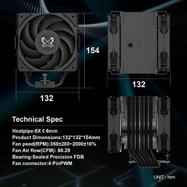 Охолоджувач CPU Scythe Mugen 6 Dual Fan Black Edition: Intel LGA1700, LGA1151, AMD AM5/AM4/Ryzen, 120mm, чорний