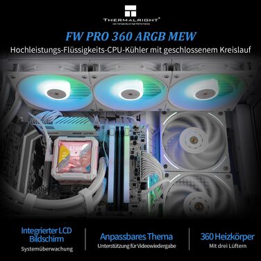 Система рідинного охолодження процесора Thermalright FW PRO 360 ARGB (чорний), 360мм AIO, IPS LCD-дисплей 2.73