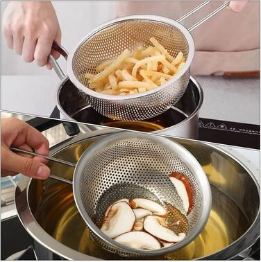 Дуршлаг нержавіюча сталь з ручкою для кухні, сито для макаронів, рису, салату 19.5 см