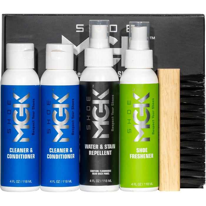 SHOE MGK Shoe Care Set – Shoe Protection – Complete Set – Water and Dirt Repellent plus Shoe Cleaner/Conditioner plus Shoe Refresher All-in-One Kit