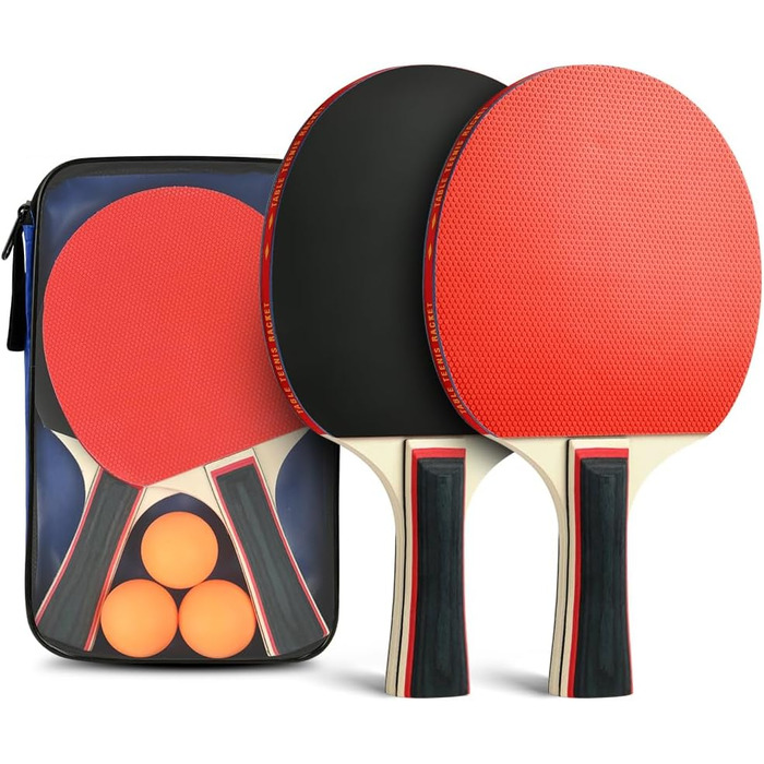 Набір для настільного тенісу Flintronic: 2 ракетки + 3 м'ячі, з сумкою для початківців та професіоналів (#2 Upgrade Black)