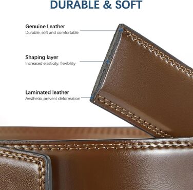 Чоловічий шкіряний ремінь на пряжці з регулюванням, 2 шт. для одягу та відпочинку, індивідуальний розмір