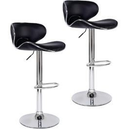 Dibea 2-Piece Swivel Bar Stools - Adjustable Height, 130kg Capacity, Black - Model 1 (Model 6)