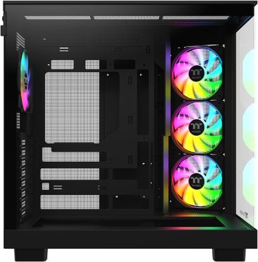 Корпус Thermaltake View 380 XL WS Black (Wood Style) | ATX Mid-Tower з RGB підсвічуванням | Подвійна камера, прихований з'єднувач, встановлений RGB вентилятор, тиха система охолодження, підтримка радіатора 360 мм, дерев'яні акценти