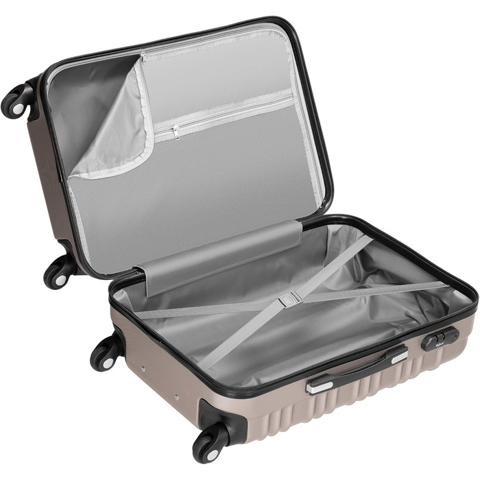 Набір валіз Zelsius 4 шт. | Колір шампань | ABS, з кодовим замком, 4 колеса, внутрішній роздільник | Ручна поклажа, набір валіз, великий валіза, Luggage Set