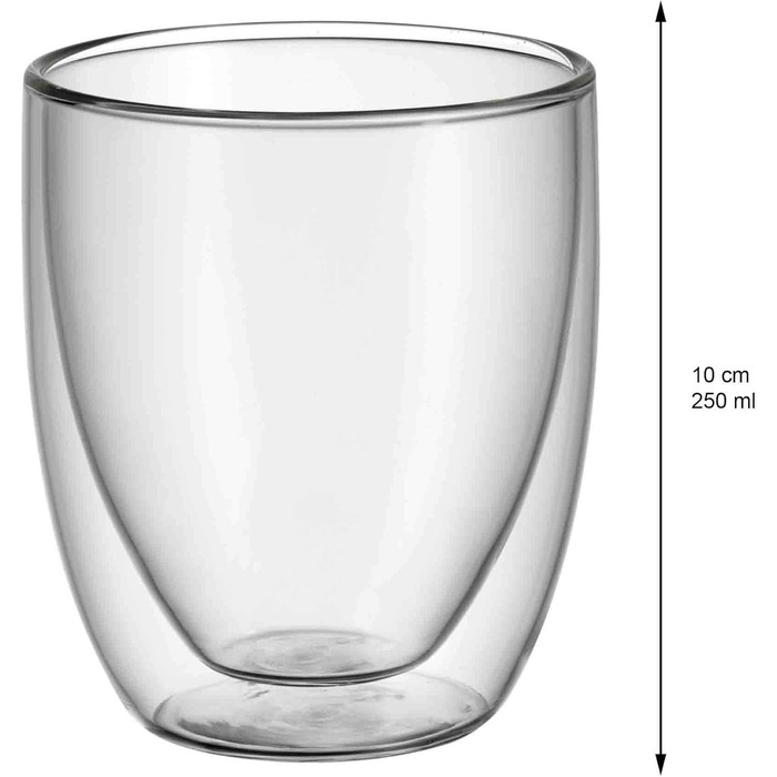 WMF Double-Walled Cappuccino Glasses Set, 6-Piece, Double-Walled Glasses 250ml, Floating Effect, Thermoglass, Heat-Resistant Tea Glass, Coffee Glass