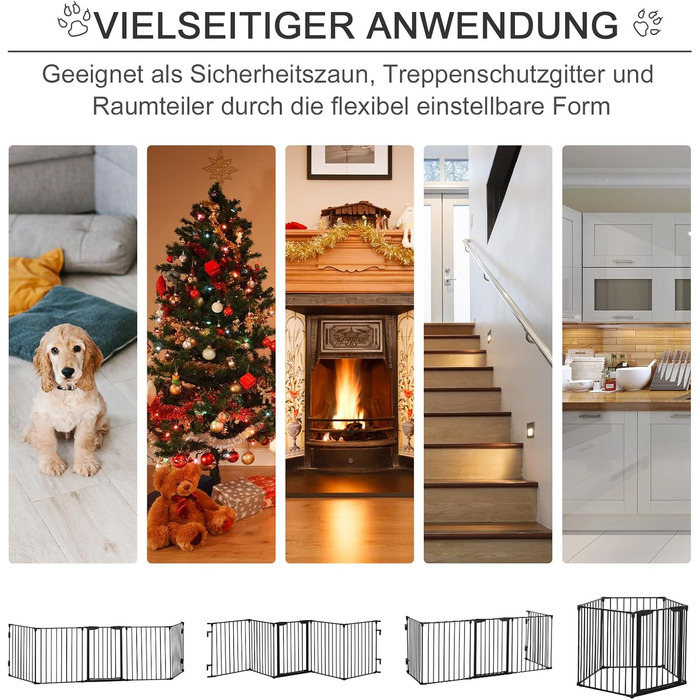 PawHut вольєр для цуценят 2-в-1, розкладний, 300x74.5 см, метал, чорний