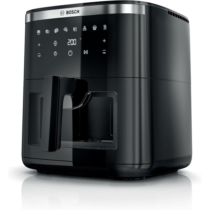 Bosch Serie 6 Hot Air Fryer XXL - 7.2L Capacity, 7 Pre-set Programs, Illuminated Window, Fast Cooking, Black