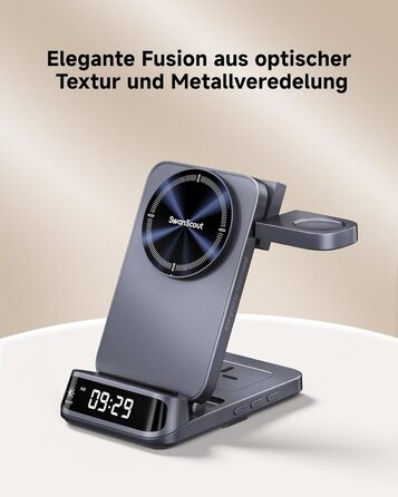 Зарядна станція SwanScout магнітна 3-в-1 для Samsung Galaxy S25 Ultra/S24/Z Flip 7/Z Fold 7, годинник Samsung Watch 8 Classic/8/Ultra/7, навушники Galaxy Buds 3, SwanScout 708SM