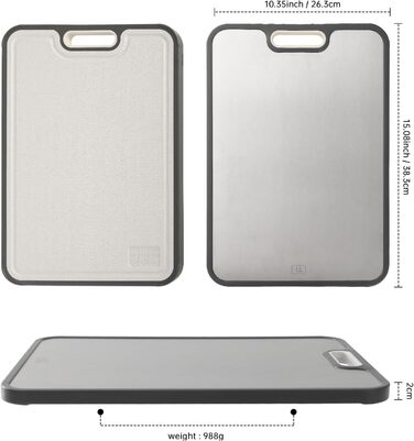 Двостороння кухонна дошка для нарізання Titan, 38.5 x 26.5 см