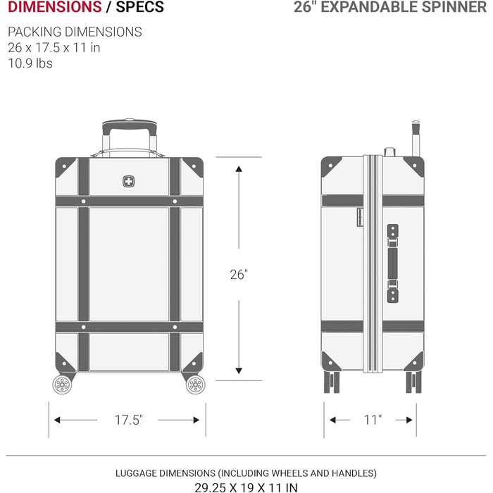 Валіза Swiss Gear 7739 з жорстким корпусом, спінерами, білий (2-Piece Set 19/26)