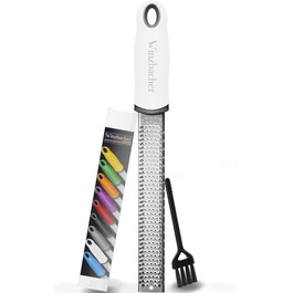 Преміум тертка для цитрусових та імбиру: терка для пармезану, лимону, мускатного горіха та ін. з нержавіючої сталі, легко миється, з захистом та щіткою (Snow White | Білий)