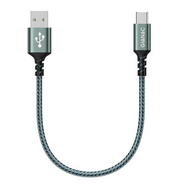 Кабель USB-C GIANAC: зарядний та передавач даних для Samsung, Huawei, Google, Sony (0.3м, зелений)