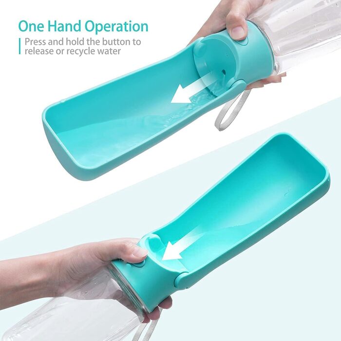 Складана пляшка для води для собак, 550 мл, не протікає, портативний диспенсер для води та корму для тварин, для прогулянок, походів, подорожей