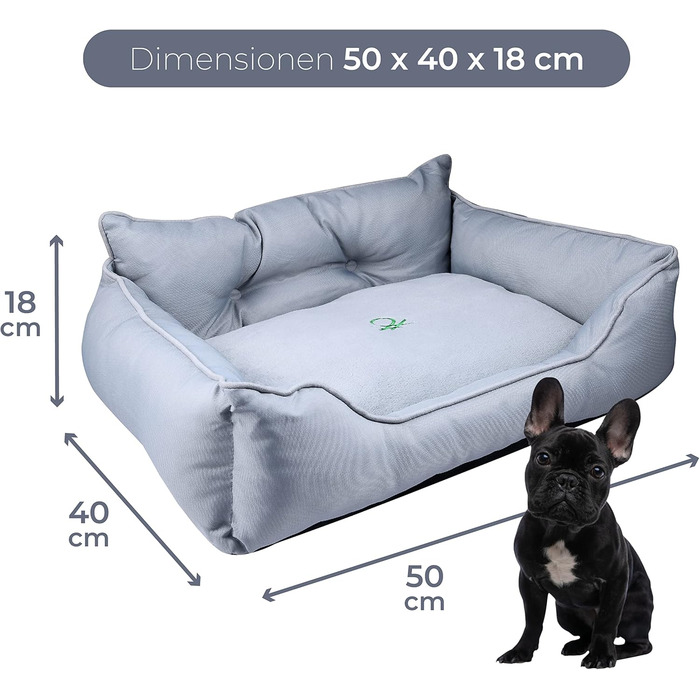 UNITED COLORS OF BENETTON. Pets - Dog and Cat Bed, Ergonomic Bed for Small Dogs, Made of Polyester, Machine Washable, Fluffy, in Grey, Size S, 50x40x18 cm