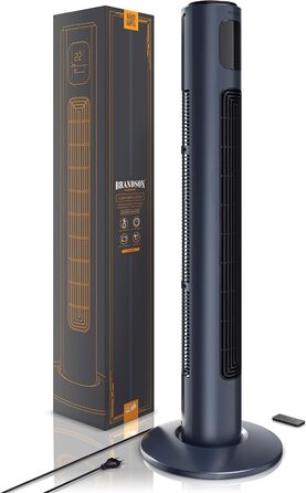 Вентилятор торгової марки Brandson з пультом керування, 96 см, 3 швидкості, осциляція 60°, темно-синій, преміум-якість