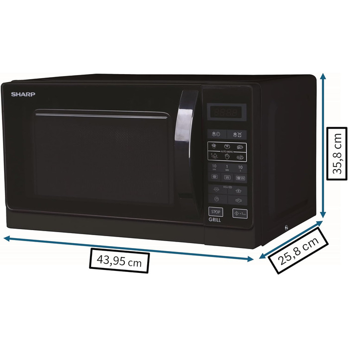 Мікрохвильова піч Sharp R642INW з грилем, чорна: компактна модель з таймером та блокуванням від дітей
