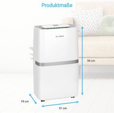 Електричний осушувач повітря KLAMER 25L, потужність 420W, продуктивність 195 м³/год, збір води до 5,5 л