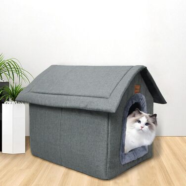 Будка для собак та котів з м'яким знімним подушкою, 40x35x40 см, темно-сірий