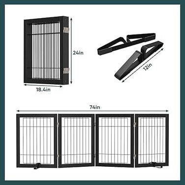 Бамбукове воріт для собак Semiocthome - 3 секції, 61 см, для дому, складане, для сходищ, білий