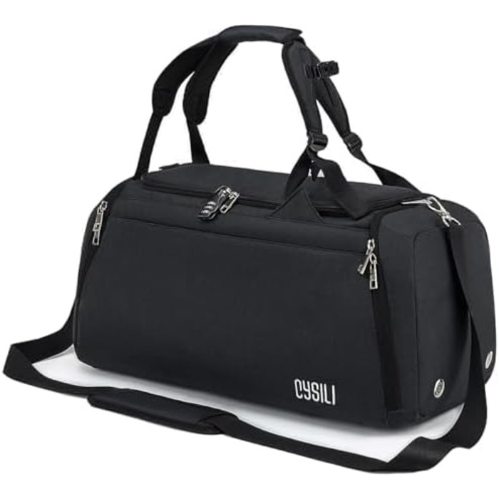 Sports bag with shoe compartment and wet compartment, 42L carry-on bag sports rucksack women men, gym bag travel bag large with shoulder strap and combination lock