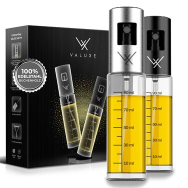 VALUXE® Розпилювач для олії з нержавіючої сталі та скла - 2 в наборі. Преміум пульверизатор для олії для кухні та приготування їжі