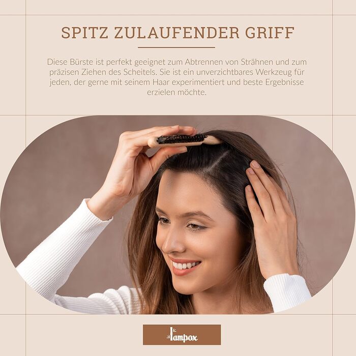 Бамбукова щітка для волосся Lampox з щетиною кабана, масажна щітка для голови, розпушувач для довгих волосся та кучерів, для жінок, чоловіків та дітей