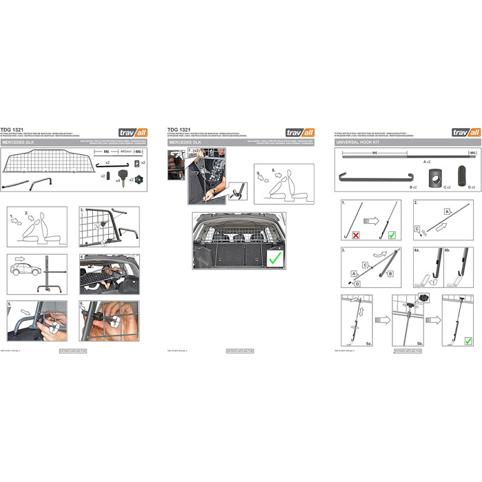 Сітка для собак Travall для Mercedes-Benz GLK (2008-2015) - захист багажника, сітка для перевезення собак, міцна сталева конструкція