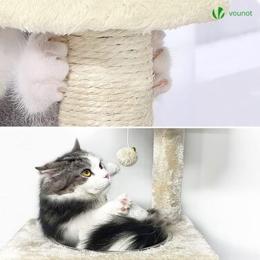 Кігтеточка Vounot - стабільний комплекс для котів з платформами, печереєю та мотузкою з сизалю, 115 см (Бежевий XL)