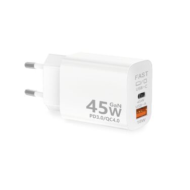 Мережевий зарядний пристрій USB-C 45W з 2 портами, PD 3.0, швидка зарядка для Samsung Galaxy S24/S23/S22, iPhone 16/15/14 Pro Max, iPad, Pixel, мобільні телефони