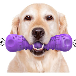HETOO Dog Toy, Indestructible, Durable, Squeaky, Chew Toy for Aggressive Chewers, Large and Medium Dog Breeds, Dental Care (Large, Purple Gray)