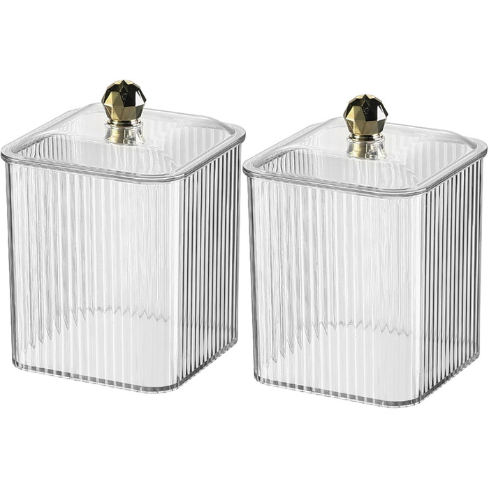 Контейнер для ватних паличок Veki з кришкою, прозорий, для ватних дисків, косметичний органайзер, зелений