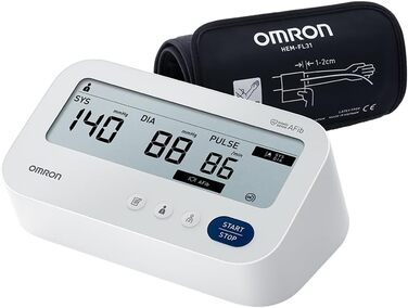 Тонометр OMRON X3 Comfort AFib: цифровий тонометр на плечі з визначенням передсердного фібрилювання, клінічно перевірений, підходить для діабетиків та вагітних, 22-42 см